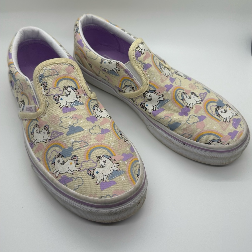 VANS Girls Size 2.5 Unicorn Glow in the Dark Slip Ons